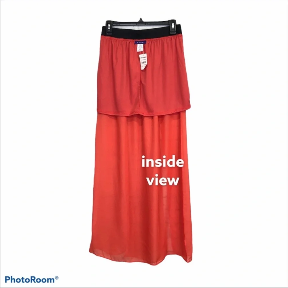 Hot Gal sheer maxi overlay pull on mini skirt